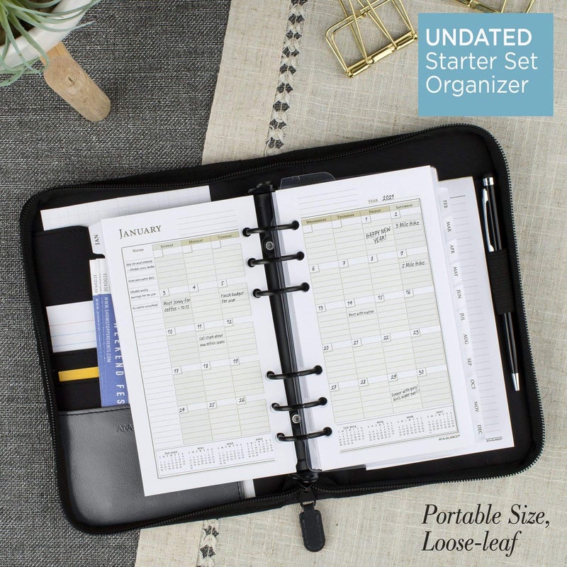 at-A-Glance Faux Leather Undated Starter Set, 6-Ring, 3-3/4" x 6-3/4, Portable Size, Black (033-0240-05) - Image 2